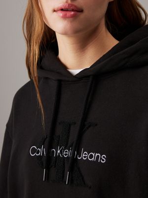 ck black monogram hooded sweatshirt dress for women calvin klein jeans