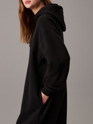 ck black monogram hooded sweatshirt dress for women calvin klein jeans