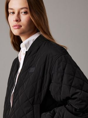 ck black relaxed quilted bomber jacket for women calvin klein jeans