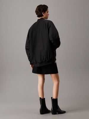 ck black long padded bomber jacket for women calvin klein jeans