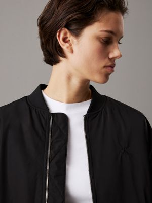 ck black long padded bomber jacket for women calvin klein jeans