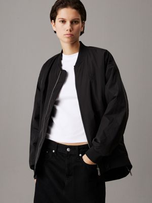 black long padded bomber jacket for women calvin klein jeans