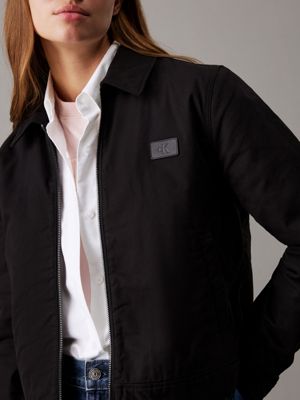 ck black cotton zip up jacket for women calvin klein jeans