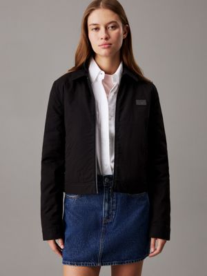 black cotton zip up jacket for women calvin klein jeans