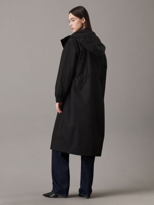 ck black technical hooded parka coat for women calvin klein jeans