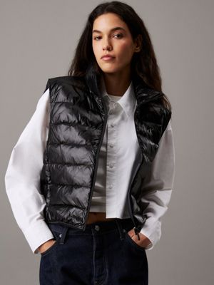 black lightweight down puffer gilet for women calvin klein jeans