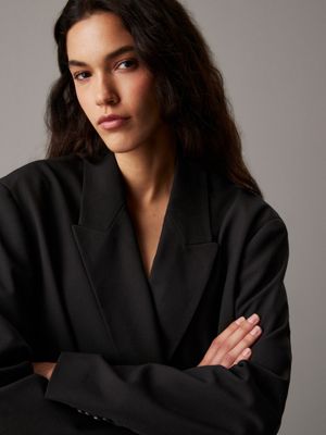 ck black relaxed double-breasted blazer for women calvin klein jeans