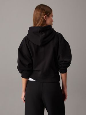 sweat à capuche relaxed avec monogramme black pour femmes calvin klein jeans