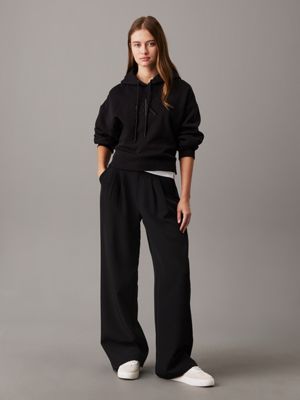 felpa con cappuccio monogram taglio relaxed ck black da donne calvin klein jeans