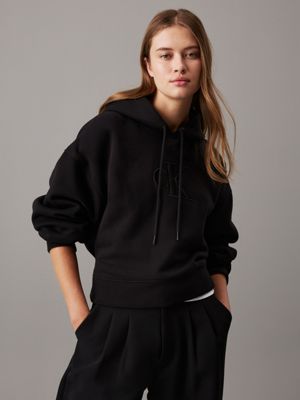 black relaxed monogram hoodie for women calvin klein jeans