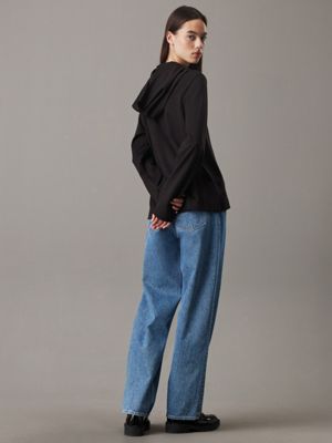 sweat à capuche relaxed en jersey milano black pour femmes calvin klein jeans