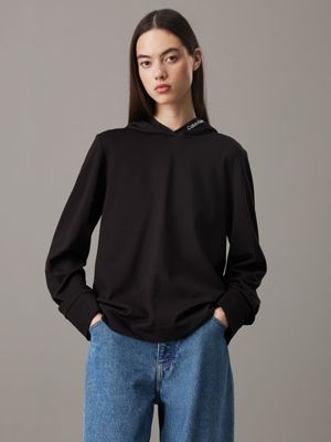 black relaxed milano jersey hoodie for women calvin klein jeans