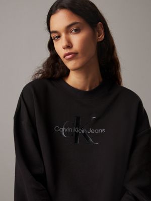 ck black monogram sweatshirt for women calvin klein jeans