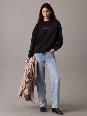 ck black monogram sweatshirt for women calvin klein jeans