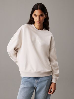 cream monogram sweatshirt for women calvin klein jeans