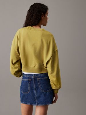 sweat-shirt boxy en tissu éponge de coton green pour femmes calvin klein jeans