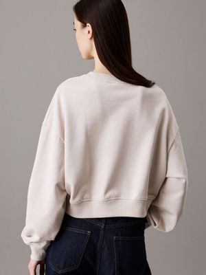 moonbeam boxy cotton terry sweatshirt for women calvin klein jeans