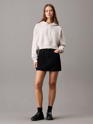 felpa con cappuccio in spugna di cotone boxy moonbeam da donne calvin klein jeans