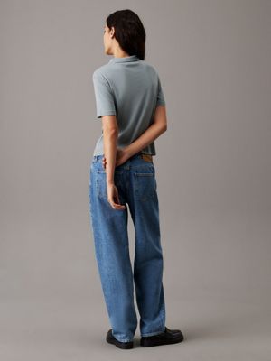 lead schmales poloshirt aus baumwollstrick für damen - calvin klein jeans