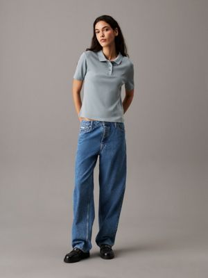 lead schmales poloshirt aus baumwollstrick für damen - calvin klein jeans