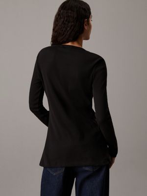 ck black slim ribbed cotton cardigan for women calvin klein jeans