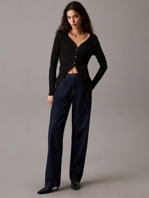 gilet slim en coton côtelé ck black pour femmes calvin klein jeans