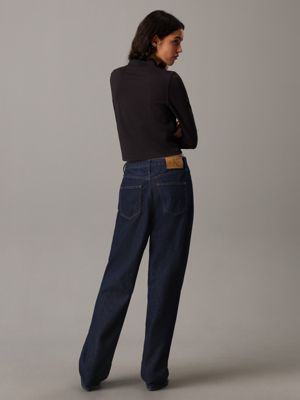 haut à manches longues en jersey milano ck black pour femmes calvin klein jeans