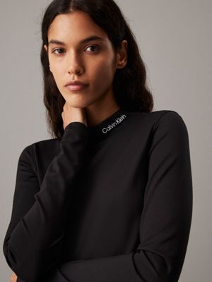haut à manches longues en jersey milano ck black pour femmes calvin klein jeans