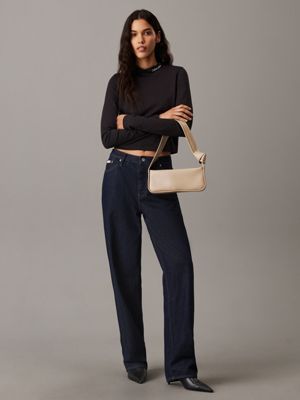 haut à manches longues en jersey milano ck black pour femmes calvin klein jeans