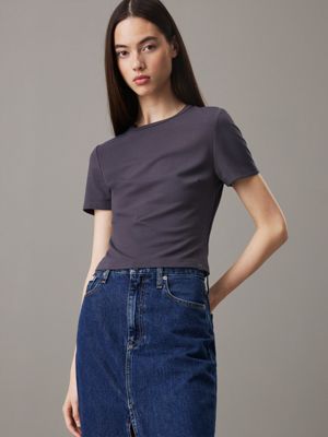 blue milano jersey short sleeve top for women calvin klein jeans