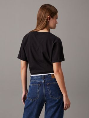 ck black relaxed monogram t-shirt for women calvin klein jeans