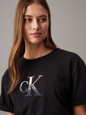 ck black relaxed monogram t-shirt for women calvin klein jeans