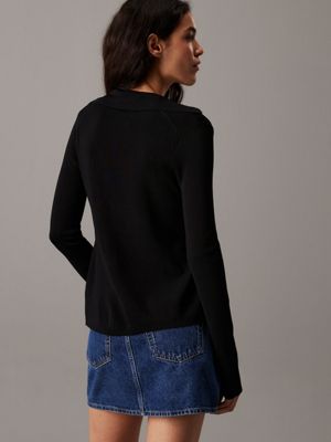 black slim stretch knit cardigan for women calvin klein jeans