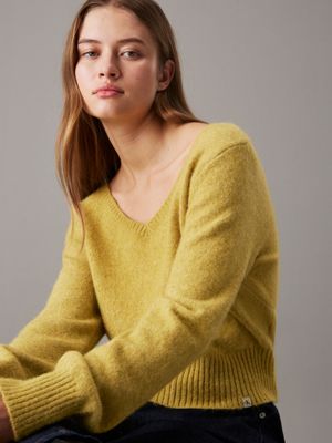 willow plush wool blend v-neck jumper for women calvin klein jeans