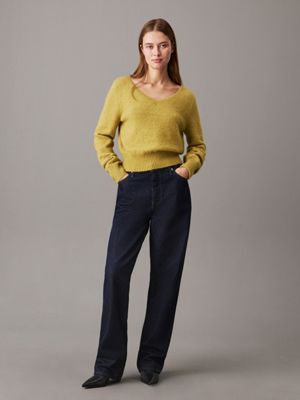 willow plush wool blend v-neck jumper for women calvin klein jeans