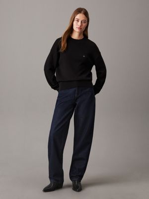 ck black katoenen trui met monogram voor dames - calvin klein jeans