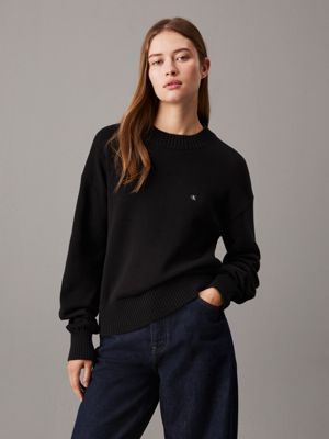 black cotton monogram jumper for women calvin klein jeans