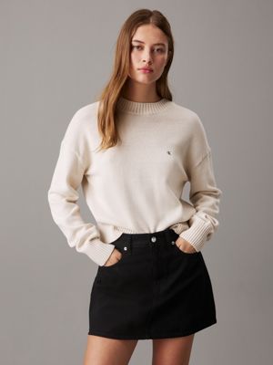 cream cotton monogram jumper for women calvin klein jeans