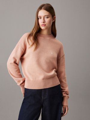 desaturated orange cotton monogram jumper for women calvin klein jeans