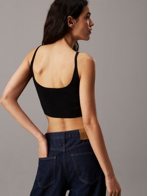 black stretch knit bralette top for women calvin klein jeans