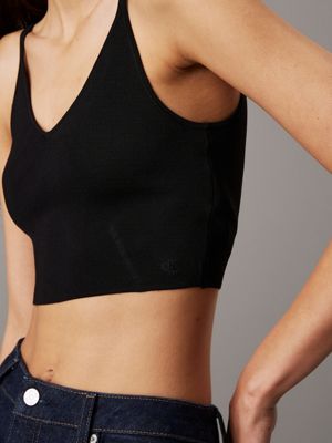 ck black stretch knit bralette top for women calvin klein jeans