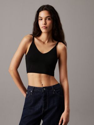 black stretch knit bralette top for women calvin klein jeans