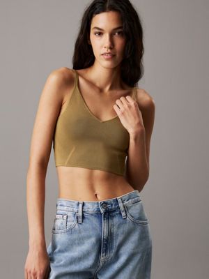 green top bralette z dzianiny ze stretchem dla kobiety - calvin klein jeans
