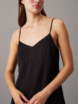 ck black satin bustier slip dress for women calvin klein jeans