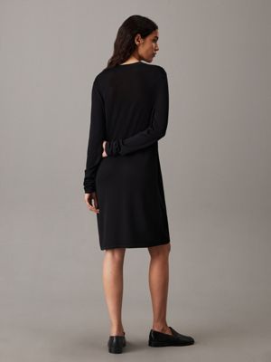 black soft knit jumper dress for women calvin klein jeans