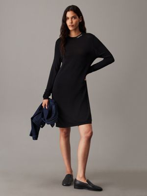 black soft knit jumper dress for women calvin klein jeans