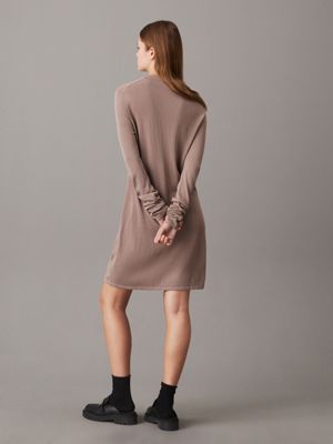 taupe gray soft knit jumper dress for women calvin klein jeans