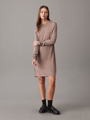 taupe soft knit jumper dress for women calvin klein jeans