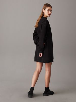 ck black relaxed monogram sweatshirt dress for women calvin klein jeans