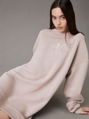 atmosphere relaxed monogram sweatshirt dress for women calvin klein jeans